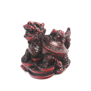 Statue de tortue <span class=keywords><strong>dragon</strong></span> Feng Shui du Roi Singe sur un lit de pièces de monnaie et de lingots <span class=keywords><strong>d</strong></span>'or, porte-bonheur et symbole de richesse - Product Image 3