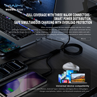 Câble de charge 3 en 1 65W, nylon tressé, USB vers IOS Micro Type-C, 1,2 m, 3A, chargeur rapide en métal pour smartphone et tablette