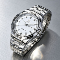 Montre à quartz pour homme, cadran soleil, double fenêtre de calendrier, index lumineux, bracelet en acier à trois maillons, Reloj Hombre