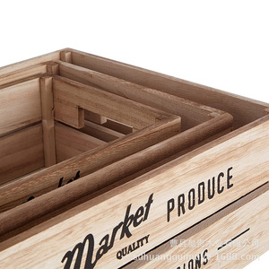 Market Produce Wooden Storage Box Medium Size <b>Stackable</b> Rectangle Natural Wood Color Household Organization - Product Image 1