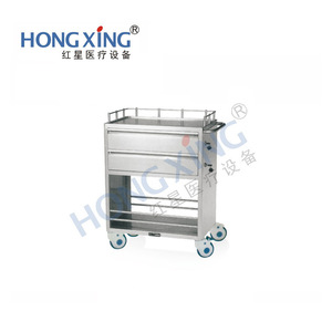 Chariot de livraison de médicaments Hong Xing 650x450x860mm, 3 niveaux, en acier inoxydable, chariot de rangement mobile pour hôpital, usage infirmier en bloc opératoire - Product Image 1