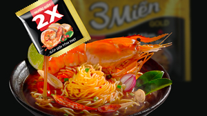 บะหมี่กึ่งสำเร็จรูป 3Mien รสกุ้งเปรี้ยวเผ็ด 75 กรัม แพ็คทอง ราคาสุดคุ้ม - Product Image 4