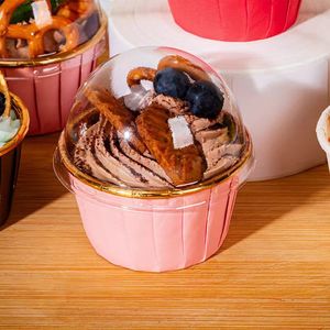 LNYZQUS-5 oz Stampini per <span class=keywords><strong>Muffin</strong></span> in Plastica Usa e Getta, Grandi Stampi per <span class=keywords><strong>Muffin</strong></span> con Cucchiai, Adatti al Forno, Bianchi con Dettagli Dorati - Product Image 5