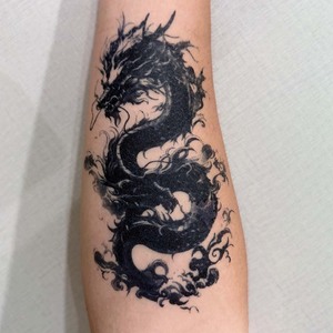 Tatuaje Temporal Personalizado Resistente al Agua, Dura 2 Semanas, Dragón Azul Realista para <span class=keywords><strong>Brazo</strong></span>, Tatuaje Semipermanente <span class=keywords><strong>de</strong></span> Jagua Azul Oscuro para Cara y Cuerpo - Product Image 1