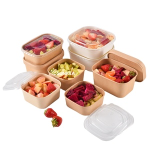 Logo In <span class=keywords><strong>750Ml</strong></span> Vòng/Vuông/Hình Chữ Nhật Salad Giấy Bát <span class=keywords><strong>Container</strong></span> Bao Bì Với Nắp - Product Image 3