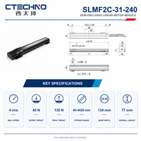 CTECHNO SLMF2C-31-240 Motor Lineal de Alta Velocidad, Deslizador de 4 m/s, Posicionamiento de un Solo Eje, Carrera de 240 mm para Ensamblaje de Baterías de Litio