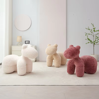 Fauteuil VOXHOME Minimaliste Moderne Créatif Fauteuil Poney pour Salon en Laine d'Agneau Tabouret Animal pour Enfants