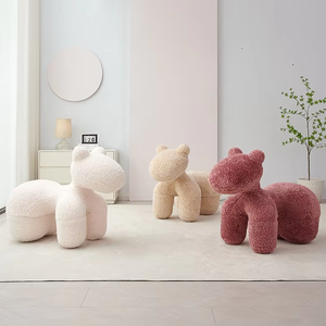 <span class=keywords><strong>Fauteuil</strong></span> VOXHOME Minimaliste Moderne Créatif <span class=keywords><strong>Fauteuil</strong></span> Poney pour Salon en Laine d'Agneau Tabouret Animal pour Enfants - Product Image 3
