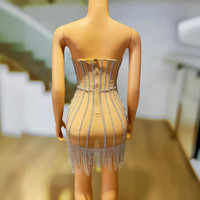 Mini-robe de soirée scintillante de luxe avec strass et franges, robe courte sexy pour la scène de danse, pour une vie nocturne glamour