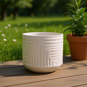 Mdj Ceramic Flower <b>Pot</b> 16.14in D X 14.37in H Round Glazed Modern Style <b>Indoor</b> Outdoor Planter For Home Garden - Product Image 2