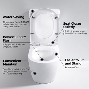 Kidoir Baño <span class=keywords><strong>Wc</strong></span> Inodoro de una pieza Montado en el piso S Trap Double Storm Wash Inodoro de cerámica con Válvula angular y manguera - Product Image 2