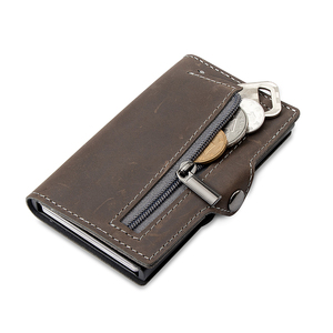 Casekey Hot-selling Slim Minimalist Pop up Crazy Horse Genuine Leather <b>RFID</b> Credit Card Holder Mechanism <b>Wallet</b> <b>for</b> <b>Men</b> Women - Product Image 3