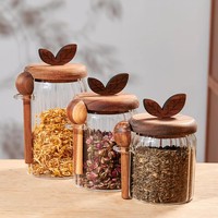 Frascos de Vidrio Rayado al por Mayor con Tapas de Acacia, Frascos de Almacenamiento de Vidrio de Borosilicato Alto, Contenedores para Frutas Secas