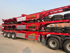 Pengiriman laut kontainer kerangka Trailer bingkai 40Ft 5 kaki Flatbed kerangka kerangka 4 Axle Semi Trailer dan roda - Product Image 6