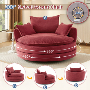 360 Swivel Convertible <b>Sofa</b> Chair Set 57.5" Square with Dual-layer Cushion Design 3 Removable Pillows Modern <b>Hotel</b> Use - Product Image 3