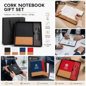 Set de Regalo Ecológico con Cuaderno A5 de Corcho, Bolígrafo Recargable, Caja de Regalo con Logotipo Personalizado, Bolsa, Proveedor de Regalos Promocionales Corporativos y Empresariales al por Mayor - Product Image 3