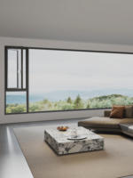 Ventanas Abatibles de Diseño Moderno, Resistentes a Huracanes, de Aleación de Aluminio, Doble Vidrio Templado, para Cocina, Acero Inoxidable, Venta al Por Mayor
