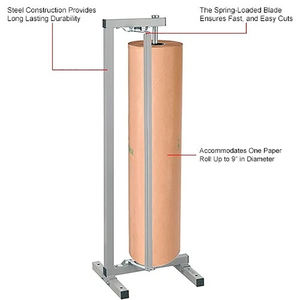 Distributeur et coupe-papier JH-Mech avec 4 roulettes, 36 pouces, acier gris avec revêtement en poudre, coupe-papier vertical - Product Image 3