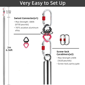 2M Silver Flying Pole for Home Stainless Steel Aerial <strong>Dancing</strong> <strong>Equipment</strong> - Product Image 5