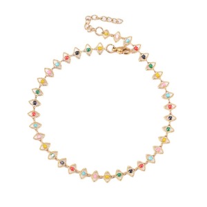 Collier, bracelets et ras-de-cou unisexes en acier inoxydable émaillé avec chaîne à motifs oculaires colorés - Product Image 2