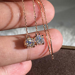 Pendentif en or rose E2460 avec diamant rond taille brillant, couleur G, pierre naturelle, style classique, unisexe, pour tous les jours - Product Image 3