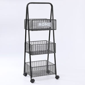 3 टियर रसोई भंडारण ट्रॉली रोलिंग कार्ट ट्रॉली भंडारण रैक तह भंडारण ट्रॉली - Product Image 4