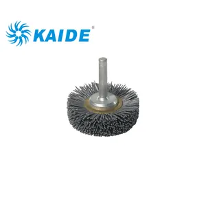 Sikat roda nilon abrasif silikon profesional dengan batang tetap untuk alat pemolesan dan penggilingan