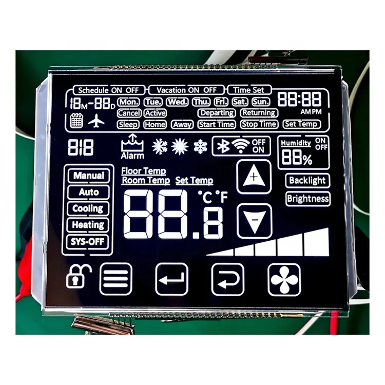 Black High Contrast 7 16 Segment Module FPC Connector Custom COG LCD Display Screen VA Thermostat LCD Display With Backlight