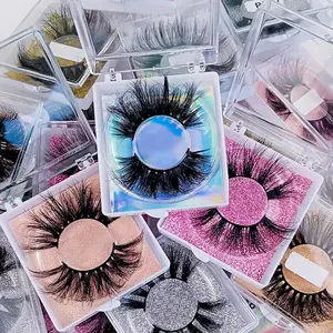 Wholesale 3D Lashes Private Label Fluffy Curl Real Fur 25MM 3D Mink Eyelashes Mink Eye Lashes