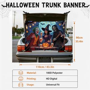 Striscioni Personalizzati per Halloween all'Ingrosso, Stampa Digitale con Joker, Strega e Scheletro, Decorazioni per Auto, Fornitura Diretta dalla Fabbrica - Product Image 6