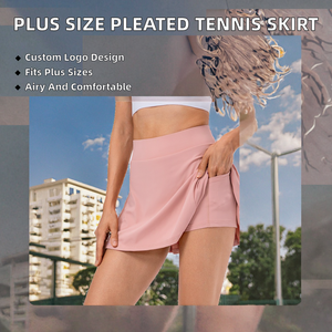 Plus Size Women's Tennis <b>Skirt</b> Custom Printed Logo Breathable 90%Polyester 10%Spandex 220g Pleated <b>Elastic</b> Waist Custom Brand - Product Image 2
