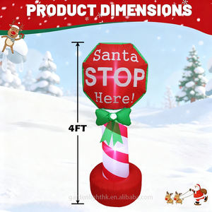 Petit panneau lumineux gonflable imperméable de 4 pieds pour intérieur et extérieur, écologique, panneau de Noël « STOP ici », avec LED intégrée, décoration de Noël pour la maison - Product Image 2