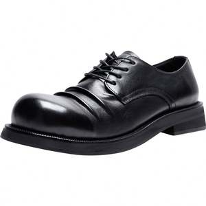 Elegantes Zapatos Oxford Italianos para Hombre, de Cuero Genuino, con Cordones, Hechos a Mano, con Suela Gruesa, Impermeables, para Oficina y Eventos Formales - Product Image 3