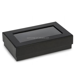 Benutzer definiertes Logo Luxus starres Papp papier Abnehmbarer Deckel und basierte Kleidung Verpackung Geschenk <span class=keywords><strong>box</strong></span> mit klarem Fenster - Product Image 4