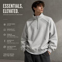 Nouveau sweat-shirt décontracté surdimensionné à demi-zip pour homme, col montant, personnalisable avec logo, style streetwear, collection automne-hiver