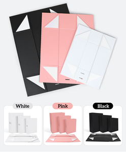 Boîtes pliantes en carton auto-érectables Baoren, blanches, roses et noires, vente en gros, fermeture magnétique pliable, qualité supérieure, petite entreprise - Product Image 3