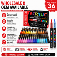Lot de 36 marqueurs acryliques à base d'eau pour peinture sur roche, loisirs créatifs, verre, bois, toile – Vente en gros, fournisseur OEM