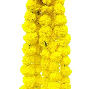 Guirnalda Decorativa de Caléndulas Artificiales, 5 Piezas, Flores Amarillas Esponjosas Colgantes para Hogar, Oficina, Templo, Entrada, Escenario - Product Image 1