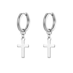 Boucles d'oreilles pendantes en acier inoxydable pour femmes et hommes, couleur or et argent, <span class=keywords><strong>style</strong></span> croix gothique punk rock, Pendientes Mujer <span class=keywords><strong>Moda</strong></span> - Product Image 5