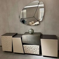 Buffet en bois de luxe léger pour salon, meubles de cuisine, console d'entrée de villa, table de rangement géométrique irrégulière, éléments décoratifs