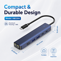 Hub USB C 7 en 1 con Gigabit Ethernet RJ45, HDMI 4K 60Hz, PD de 100W, Estación de Acoplamiento Tipo C, Adaptador Multipuerto de Aluminio para MacBook
