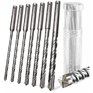 Cross Tipped Carbide SDS-Plus Rotary Hammer Drill Bit Set With Storage Case