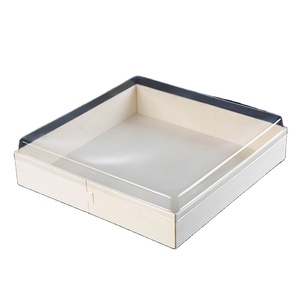 10 inch Biodegradable Wooden Cake Box with plastic base and Lid Food Grade Disposable Cheese Sushi Packaging Box