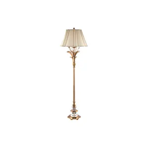 Lámpara clásica de latón antiguo para decoración del hogar, 1 lámpara de estilo americano con sombra Beige