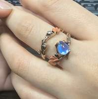 Bague Feuille d'Érable Plaqué Or 18K en Acier Inoxydable Étanche et Inaltérable, Marque Fanhua, Tendance et Élégante