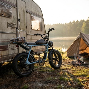 Bicicleta Eléctrica con Asiento de Cuero Cómodo, Bicicleta Eléctrica con Llantas Gruesas y Batería Extraíble para el Desplazamiento Diario - Product Image 3