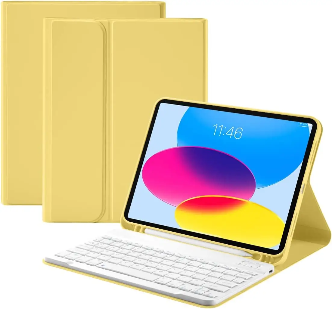 คีย์บอร์ดสมาร์ทเคสสำหรับ iPad 10th Gen.10.9นิ้ว2022หนัง Pu พร้อมคีย์บอร์ดแบบถอดแม่เหล็ก