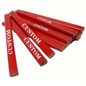 Crayon de charpentier de forme carrée personnalisé, 24 cm, en bois de tilleul, crayons plats HB pour charpentier, crayon de construction - Product Image 1