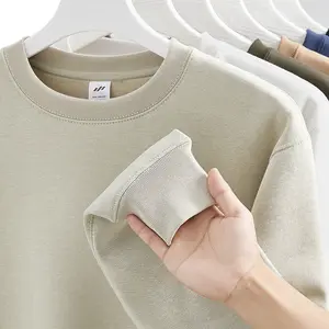 Benutzer definiertes Logo 400Gsm Fleece verdickt einfarbig Männer Overs ize Crew Neck Sweatshirt