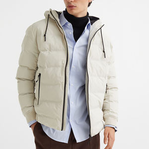 Veste matelassée en nylon taille XL décontractée pour hommes Manteau d'hiver chaud à capuche et fermeture éclair avec col rond Tissu polaire Toile légère - Product Image 3